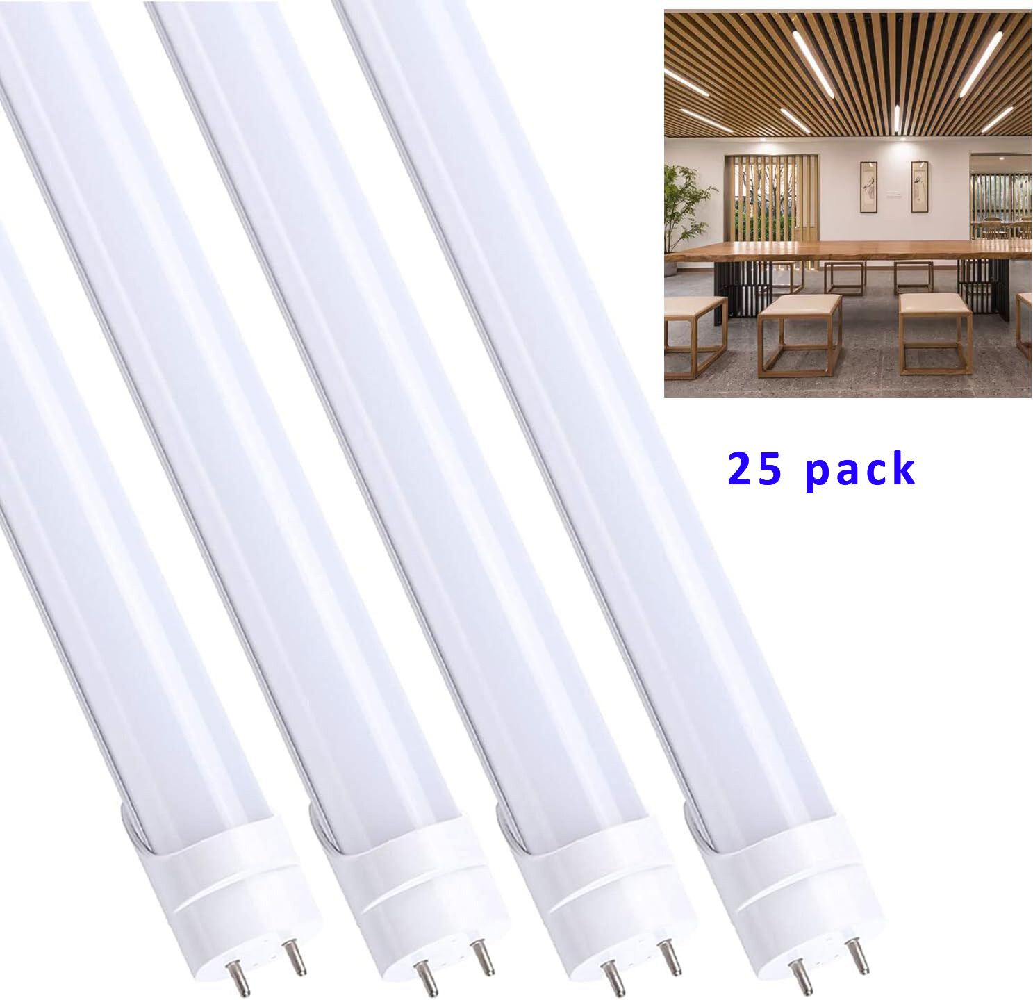 25-Pack 4FT T8 LED Tube Light Fluorescent Replacment Daylight Milky Cover 6500K gallery