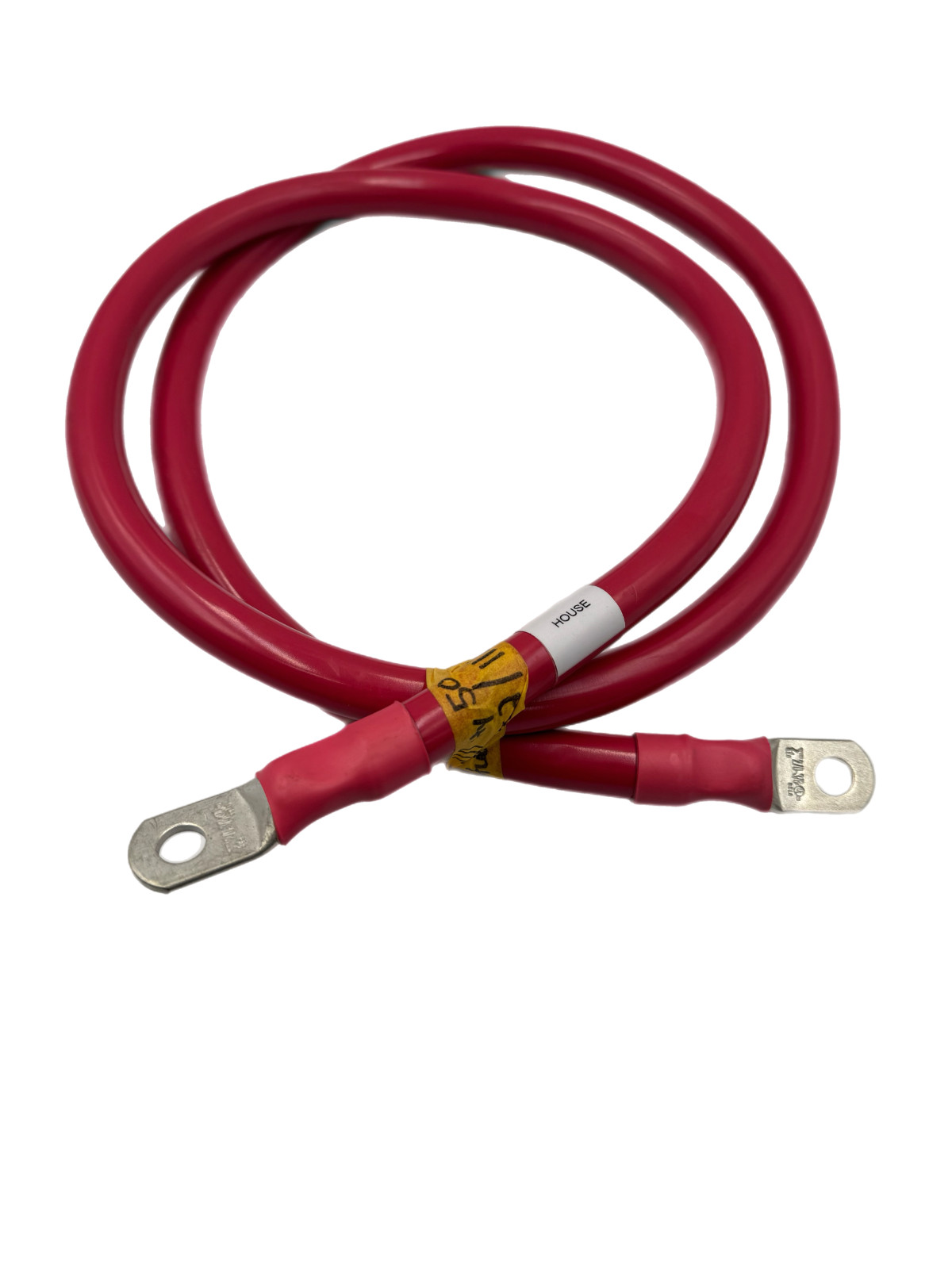 Pacer 2/0 Gauge Copper 5' Red Battery Cable 3/8" Lugs gallery