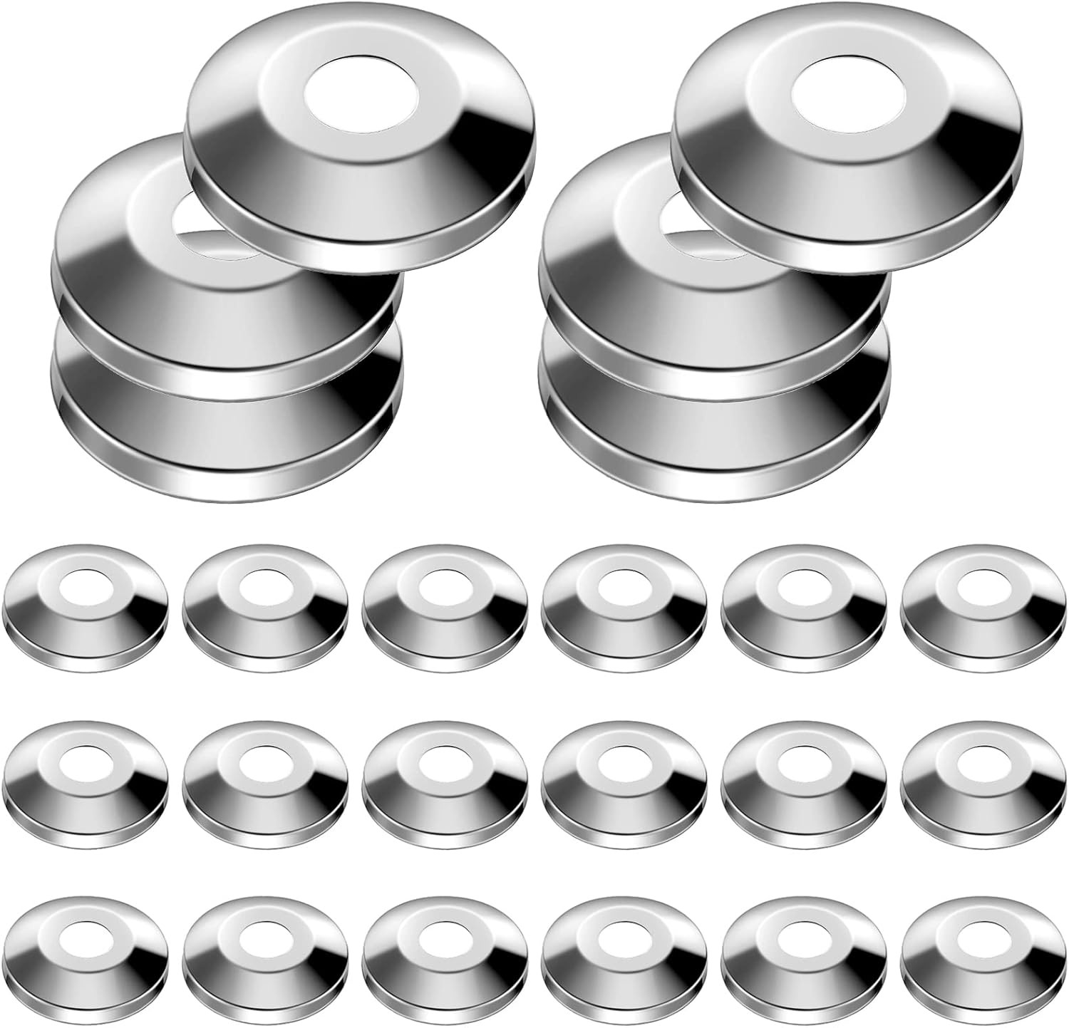 48 Pieces 1/2 Inch Escutcheon Plates Pipe Covers Chrome Plated 304 Stainless Ste gallery