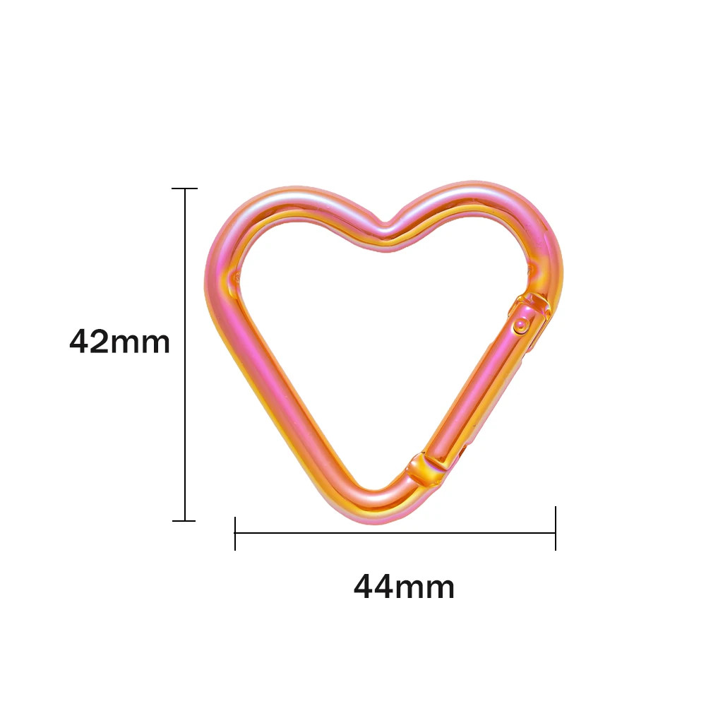 5Pcs 42X44Mm Laser Heart Shape Keychain Clip Cute Pink Snap Key Ring Hook Holder gallery