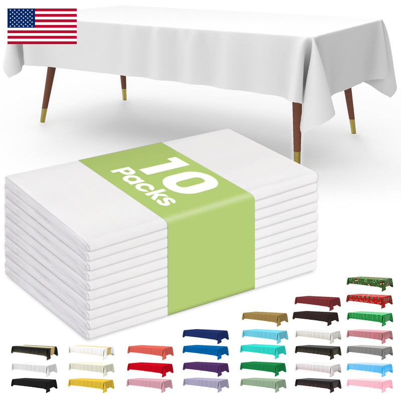 Pureegg Plastic Table Cloth 10 Pack 54 X 108 Inch Disposable Table Cloths For gallery