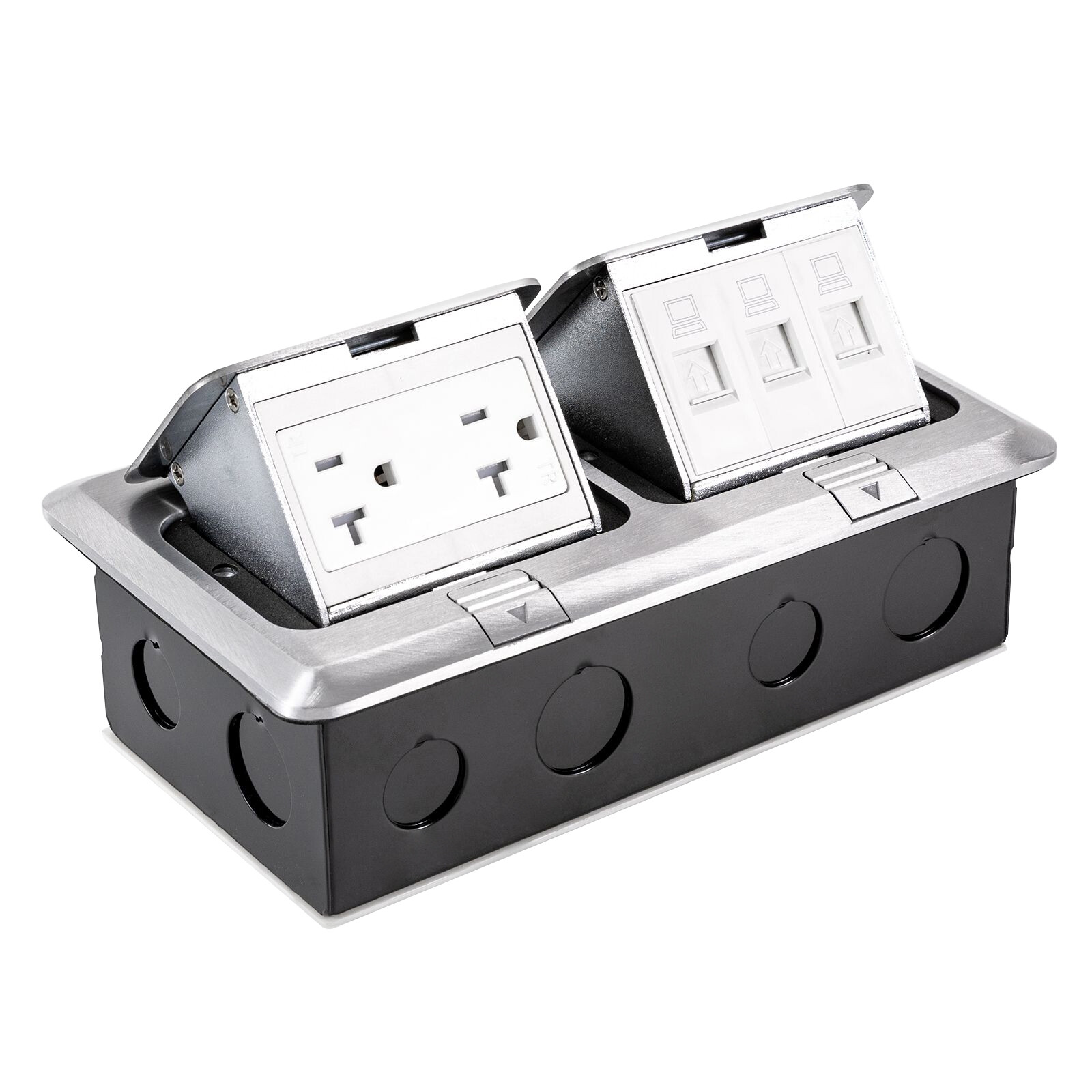 New Pop Up Floor Electrical Outlet Kitchen Countertop Outlet 3 x LAN 2 x 20A US gallery