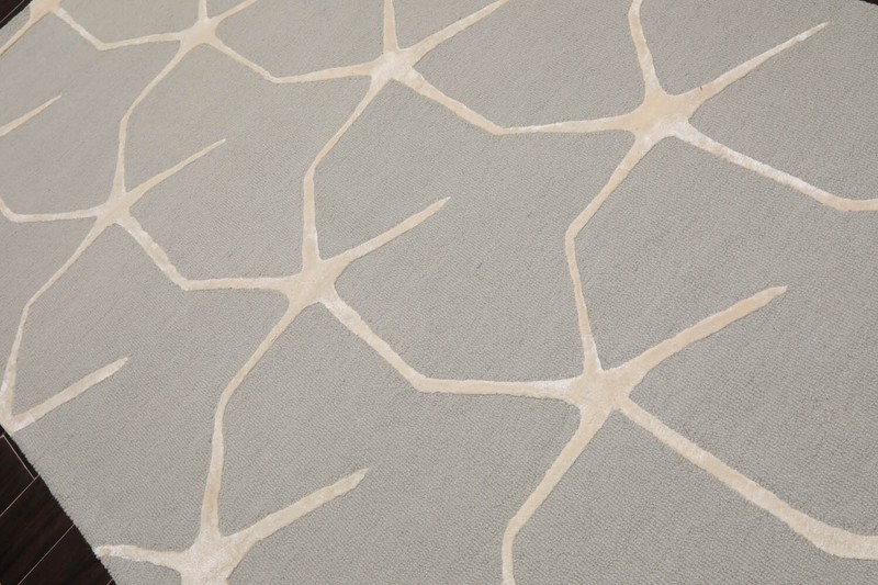 Designer Loop N Cut Pile Handmade Wool & Art Silk Modern Area Rug Gray 5' x 8' gallery