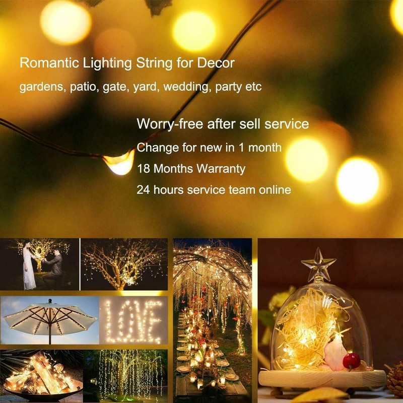 2 pack LED Solar Fairy String Lights Copper Wire Waterproof Outdoor Garden Decor gallery