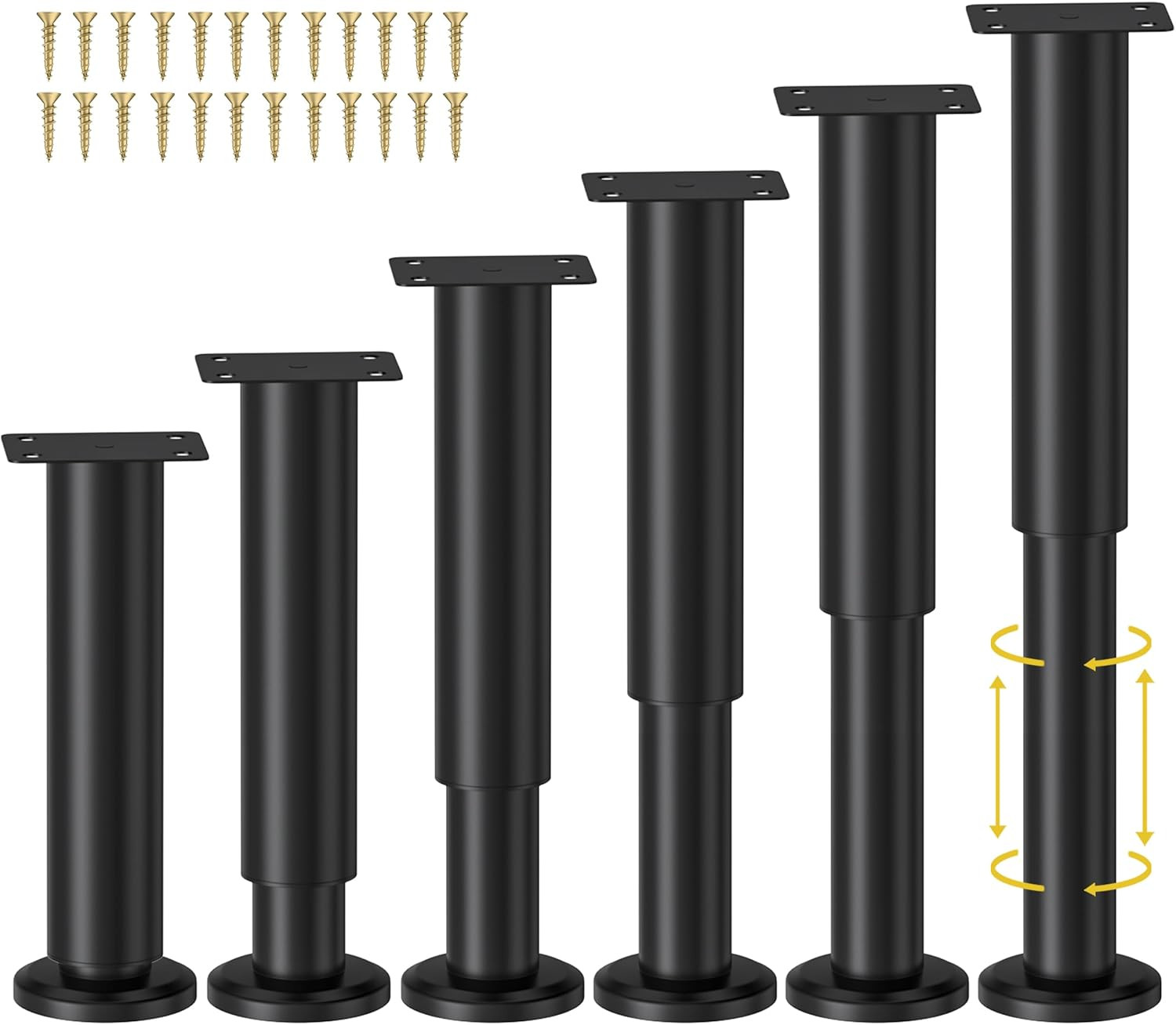6 Pcs Adjustable Height Bed Support Legs for Bed Frame/Bed Center Slat, Metal Ad gallery