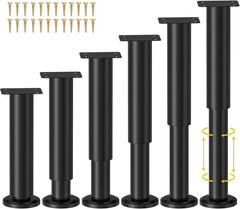 6 Pcs Adjustable Height Bed Support Legs for Bed Frame/Bed Center Slat, Metal Ad