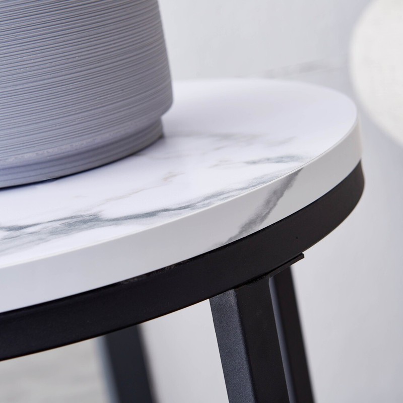 Faux Marble End/Side Table With MDF Top & Metal Frame For Any Small Space gallery