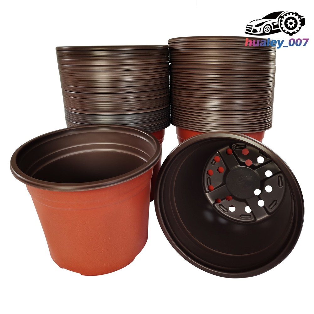 100 Pack 8 Inch Multi-Purpose Plastic Pots for Flowers and Nursery Plants