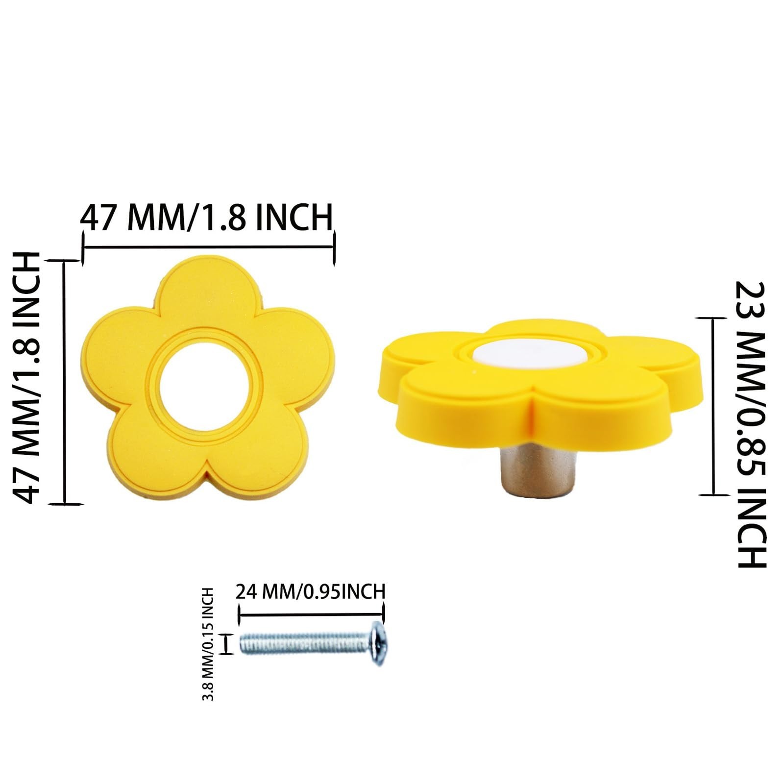 4pcs Yellow Flower Shape Knobs - Rubber Cartoon Shape Knobs for Kids' Room, C... gallery