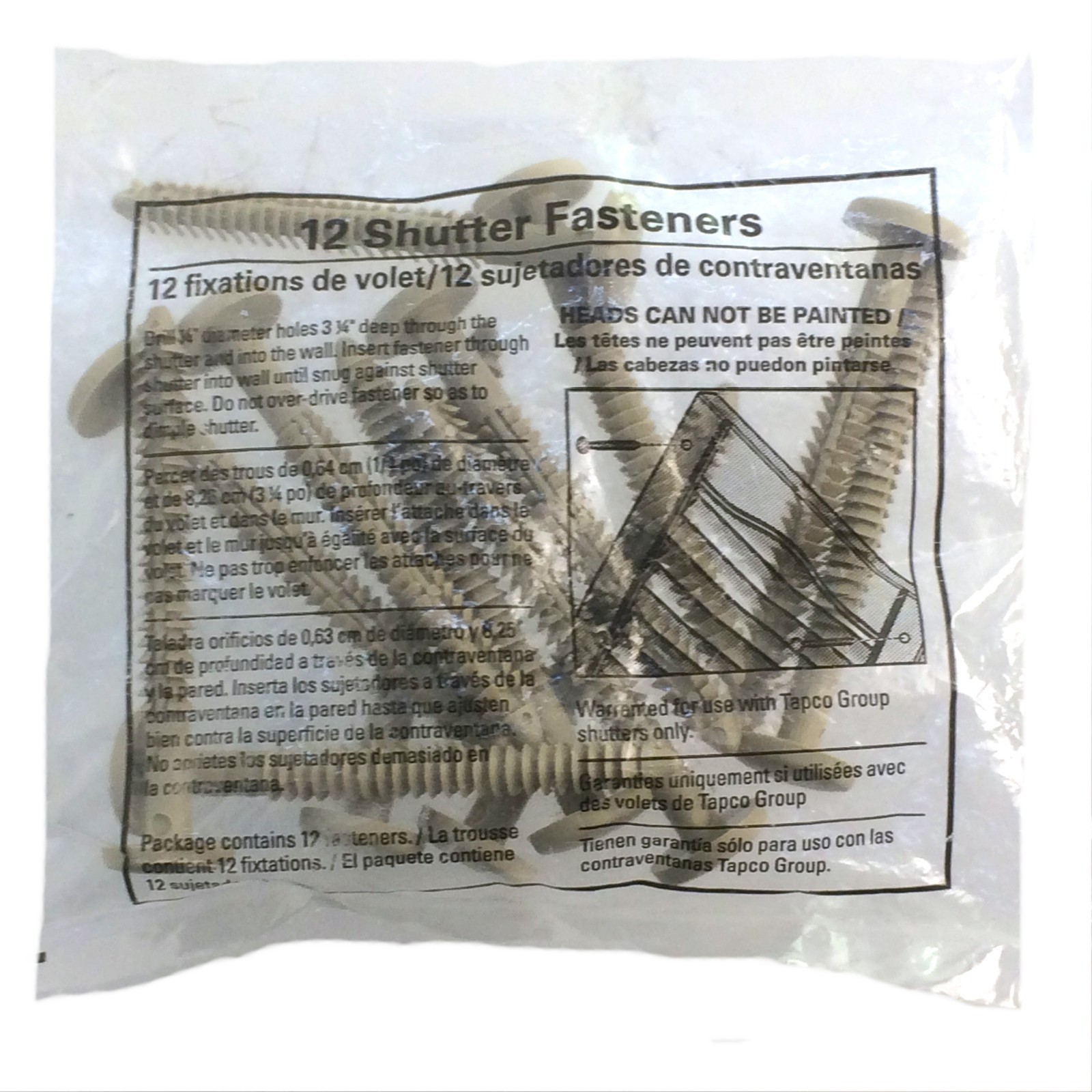12 Shutter Fasteners 3'', Beige Paintable, Press & lock, 12/Pack gallery