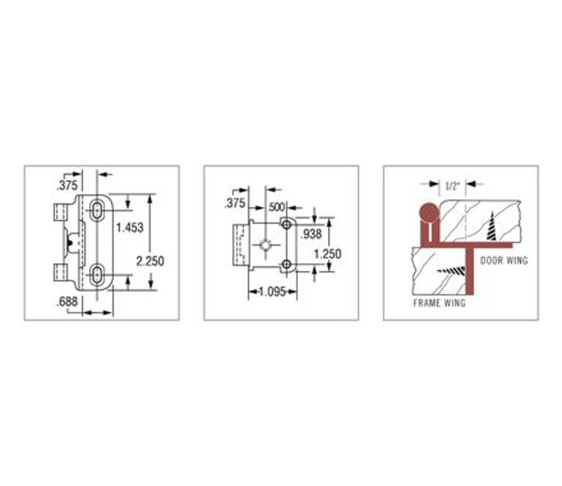 Amerock Polished Brass Partial Wrap Hinges 1/2" Overlay Self-Closing BP7550-3 gallery