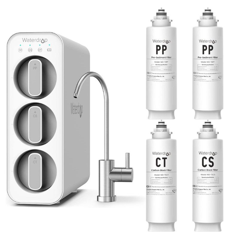 Waterdrop TSC Under Sink Water Filter System and Replacement filters, 2PP+CT+CS gallery