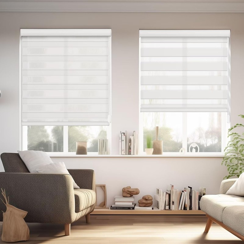 Changshade CUSTOM CUT Dual Layer Window Treatment Zebra Roller Shades-Corded gallery