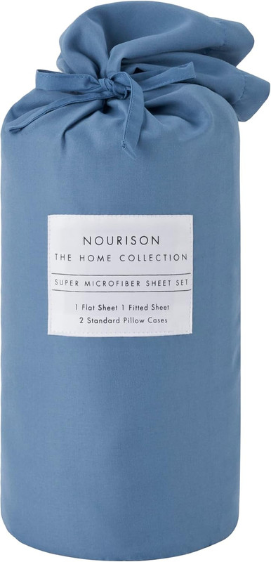 Home Dreamscape Solid Blue Queen 4-Piece Bedding Sheet Set gallery