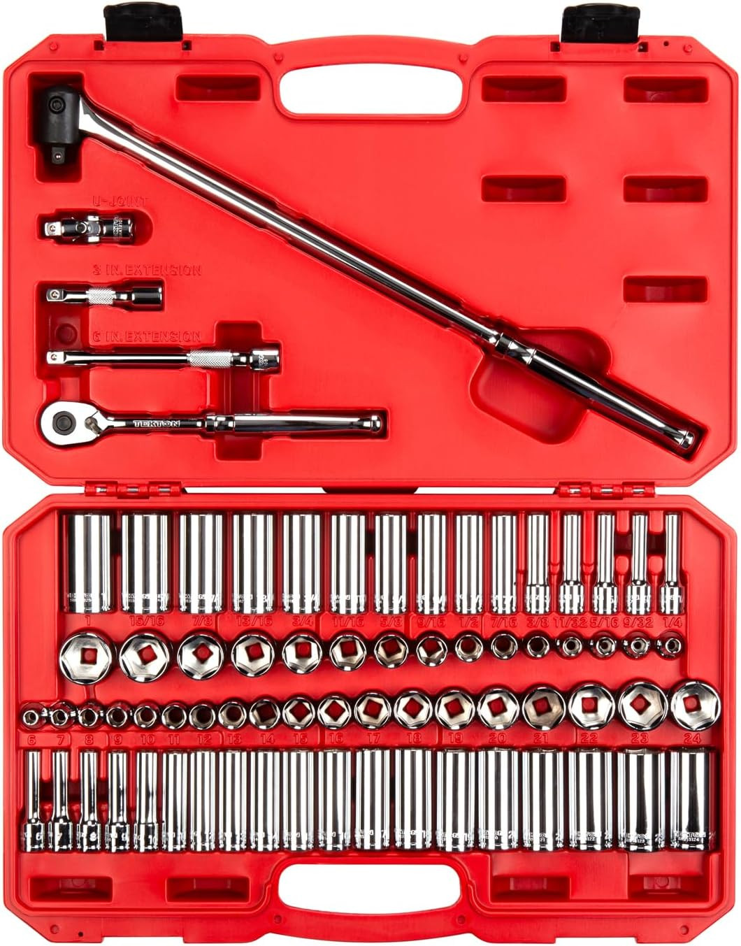 3/8 Inch Drive 6-Point Socket and Ratchet Set, 73-Piece (1/4-1 In., 6-24 Mm) | S gallery