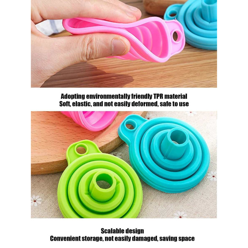 2pcs Kitchen Collapsible Funnels Set Foldable Food Graded Small Silicone Funnels gallery