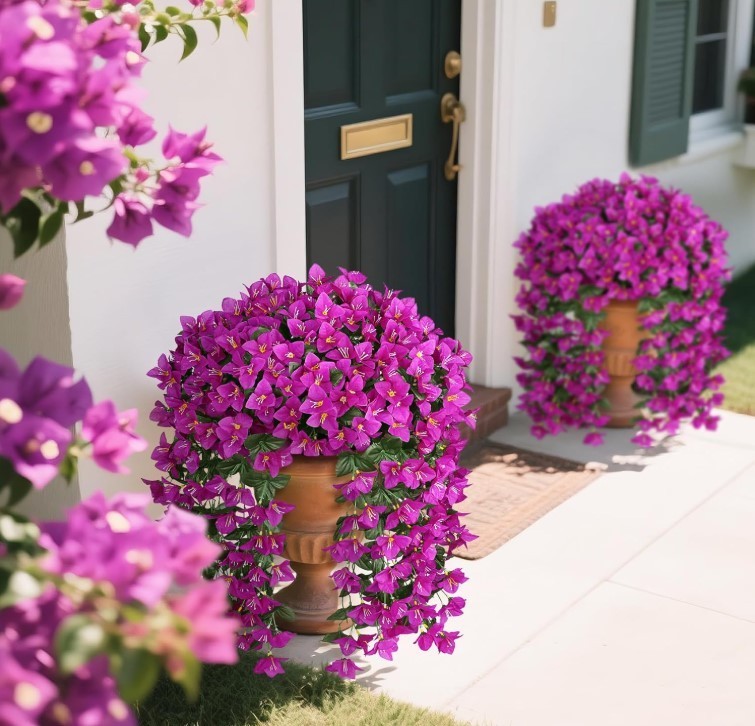 Artificial Bougainvillea Flowers Plants for Outdoors Decoration, 2 Pcs Faux Silk gallery
