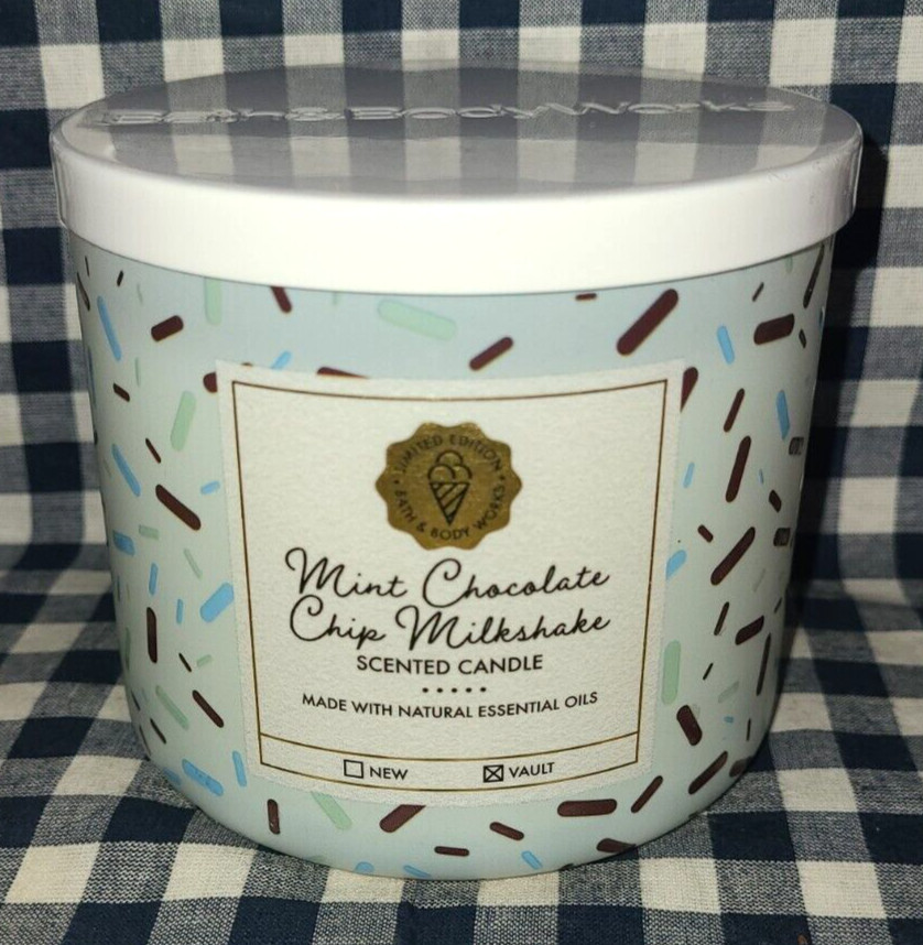NEW Mint Chocolate Chip Milkshake LTD ED 3-Wick Candle 14 oz Bath & Body Works gallery
