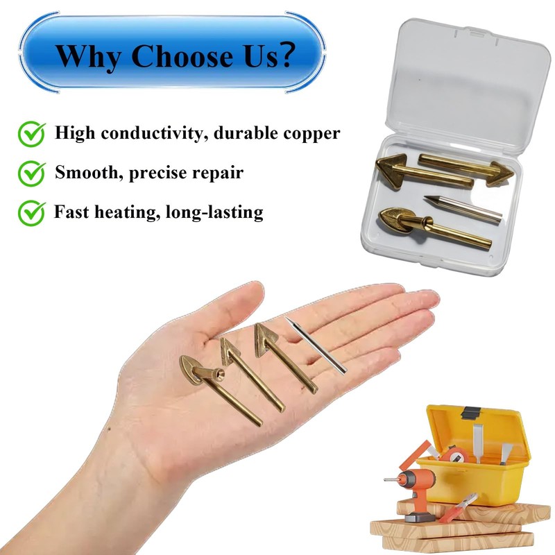 4 Pcs Copper Plastic Welding Tips for Soldering Iron, Replacement Triangular ... gallery