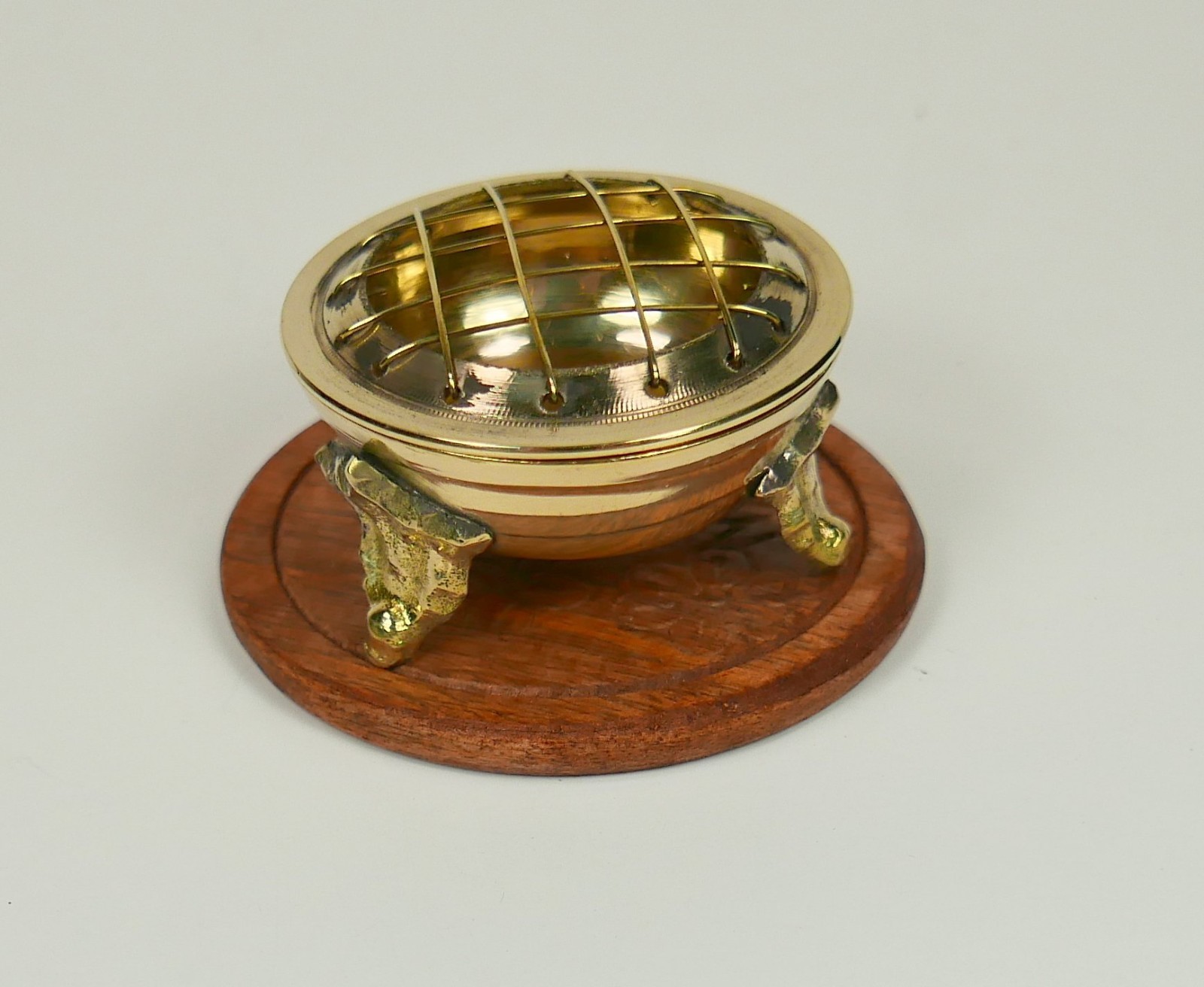 Incense Holder solid Brass three Legs Charcoal Cones Burner Ash Catcher 2.25" gallery