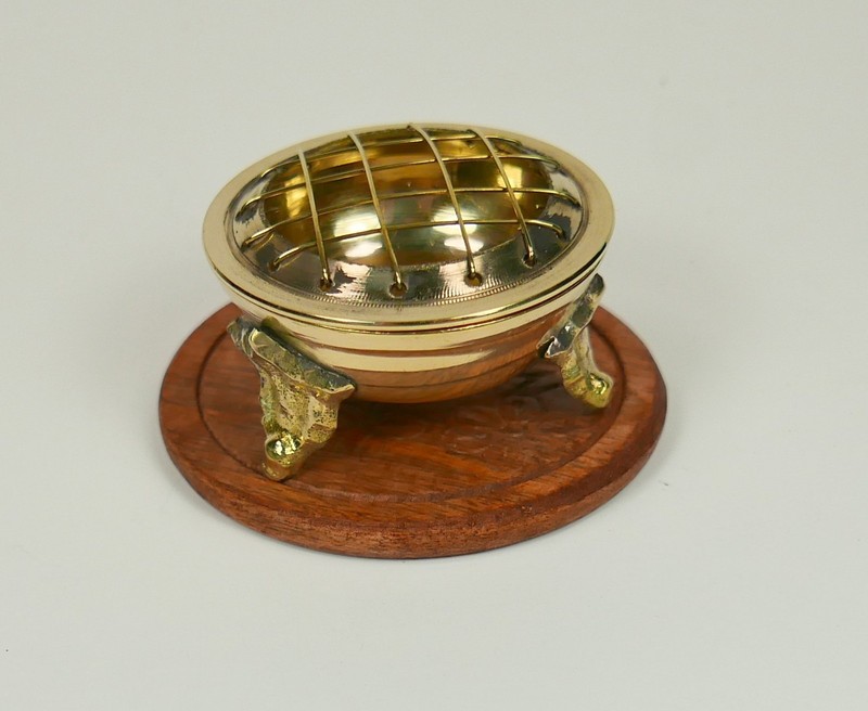 Incense Holder solid Brass three Legs Charcoal Cones Burner Ash Catcher 2.25" gallery