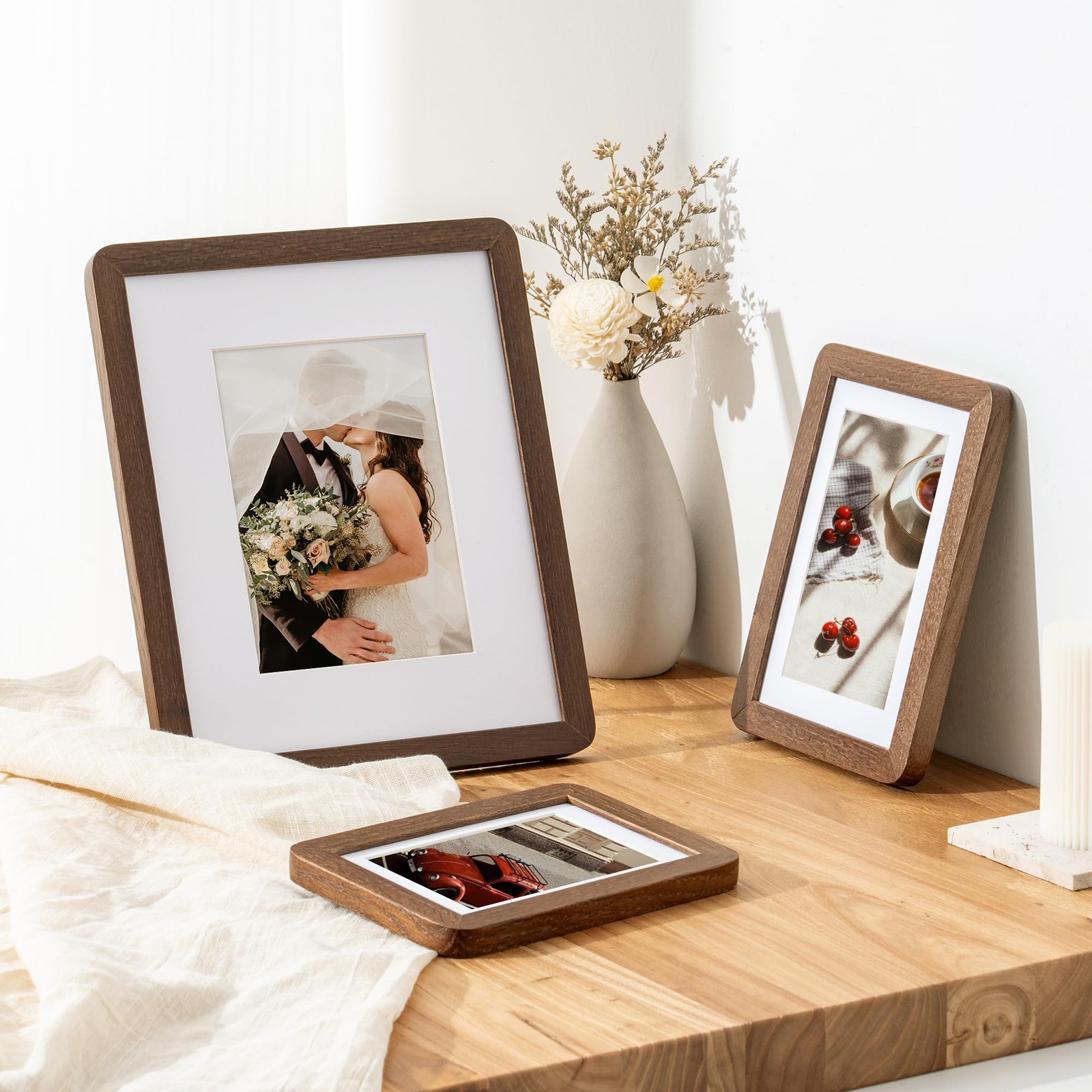 8x10 Solid Oak Wood Photo Frame | 8x10 Picture Frame With Mat For 5x7 | Plexi... gallery