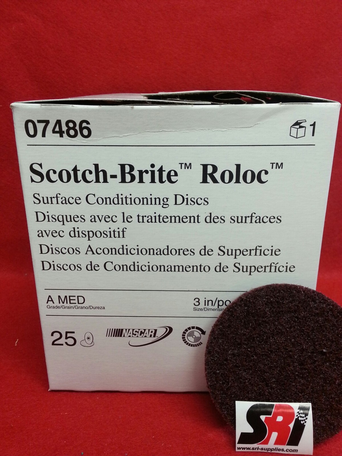 3M Scotch-Brite Roloc Surface Cond. Disc, 3", 07486 MED gallery