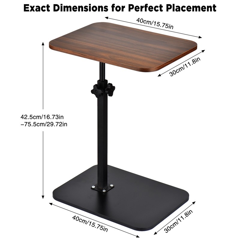 Small Side Table for Couch 360° Swivel C Shaped End Table Height Adjustable gallery