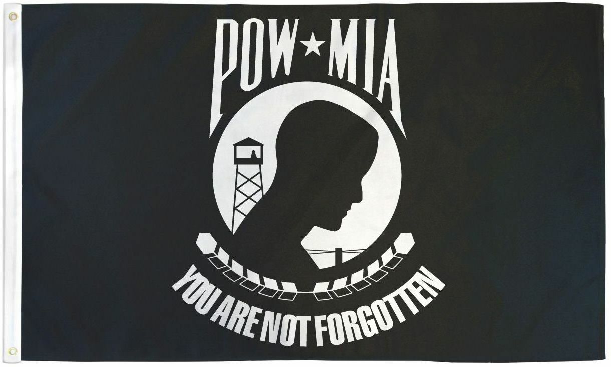 "POW-MIA" flag 2x3ft poly banner sign prisoner of war missing in action Military gallery