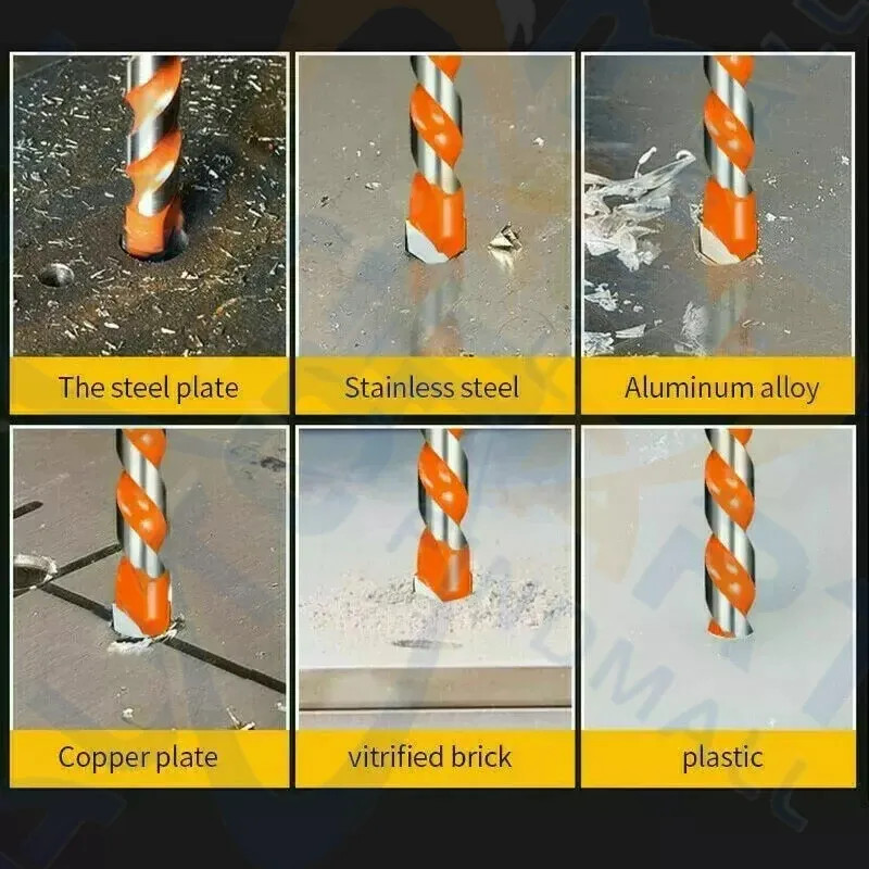 5-Piece Set of Multifunctional Ceramic Drill Bits in Orange, Sizes 6/6/8/10/12mm gallery