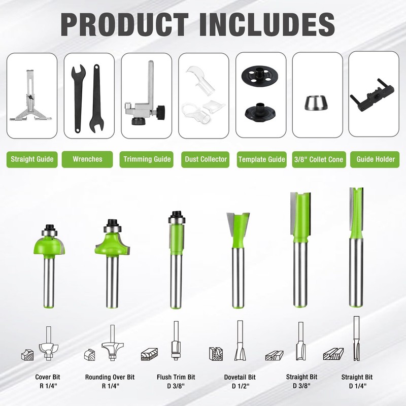 WORKPRO 6.5 Amp Compact Router Combo Kit 32000RPM Compact Router w/6 Router Bits gallery