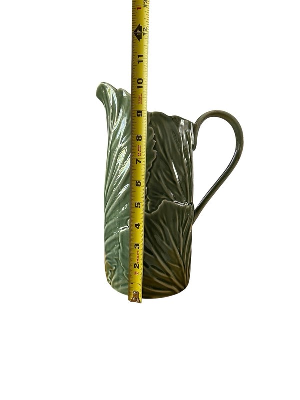 Cabbage Pitcher Eaton Fine Dining Bloom Pottery Ceramic Embossed- Green gallery