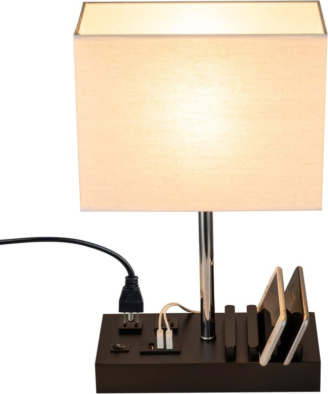 Upgraded 3 USB Table Lamp with 2 USB A & C Charging Ports, Bedside Desk Lamp ... gallery