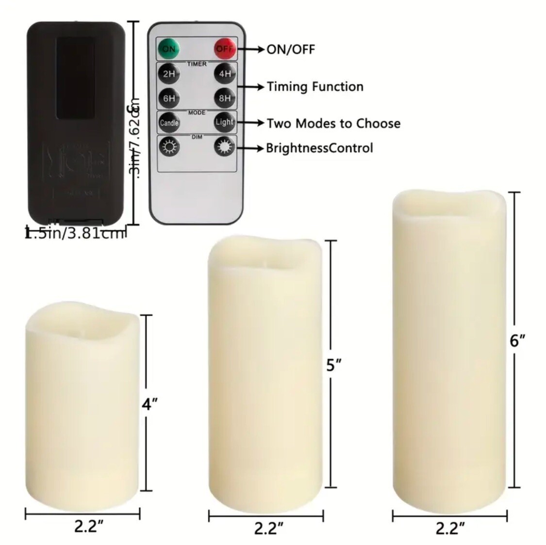 12pc LED Candles 3 Sizes Flickering Flameless Candles with 2 Remotes/Timers gallery