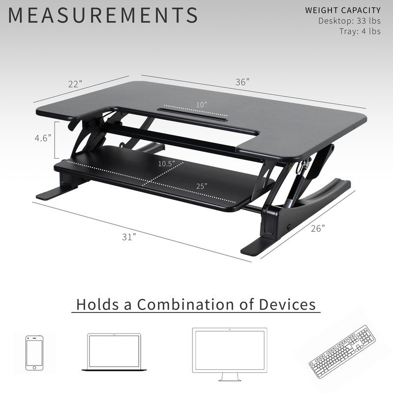 VIVO Black Height Adjustable Standing Desk Monitor Riser Tabletop Sit to Stand gallery