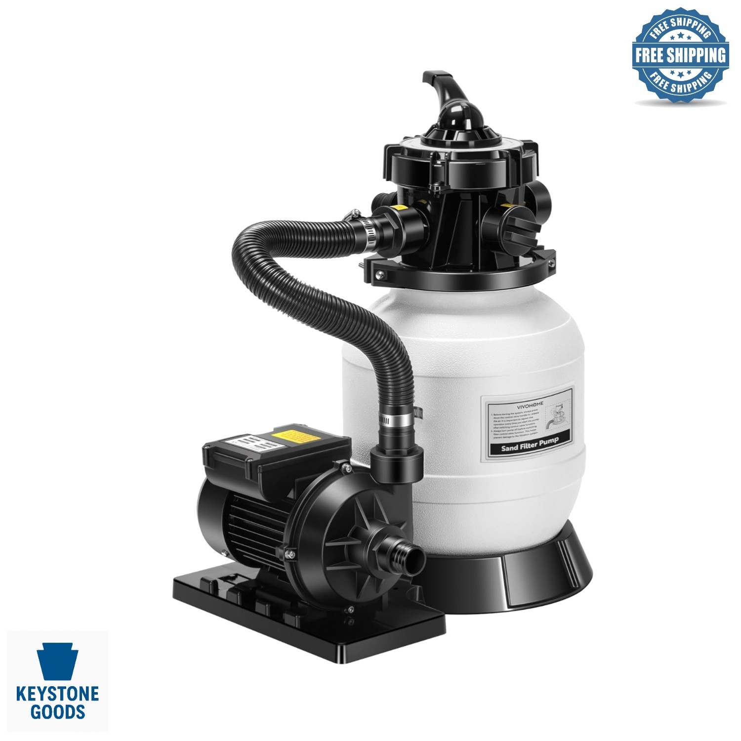 2087 GPH Above Ground Pool Sand Filter Pump with 7-Way Valve & Long-Lasting C... gallery