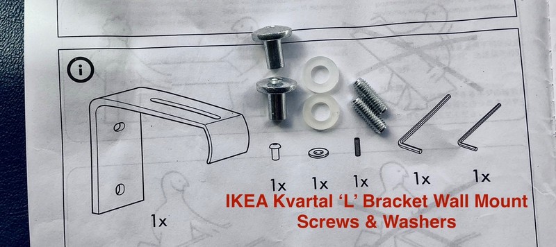 IKEA Kvartal Replacement HARDWARE for L Shape Wall Mount Bracket 601.646.87 gallery