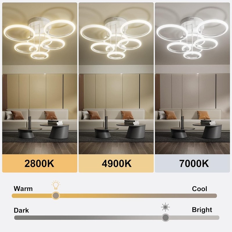 Led Ceiling Light Fixture Stepless Dimming 2700K-7000K Flush Mount with Remote gallery