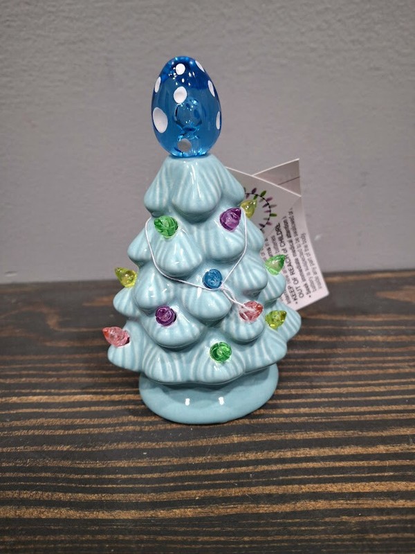Blue Ceramic Tree LIGHTS UP with Multi-Color Lights 5 x 3 x 2 inch Easter gallery