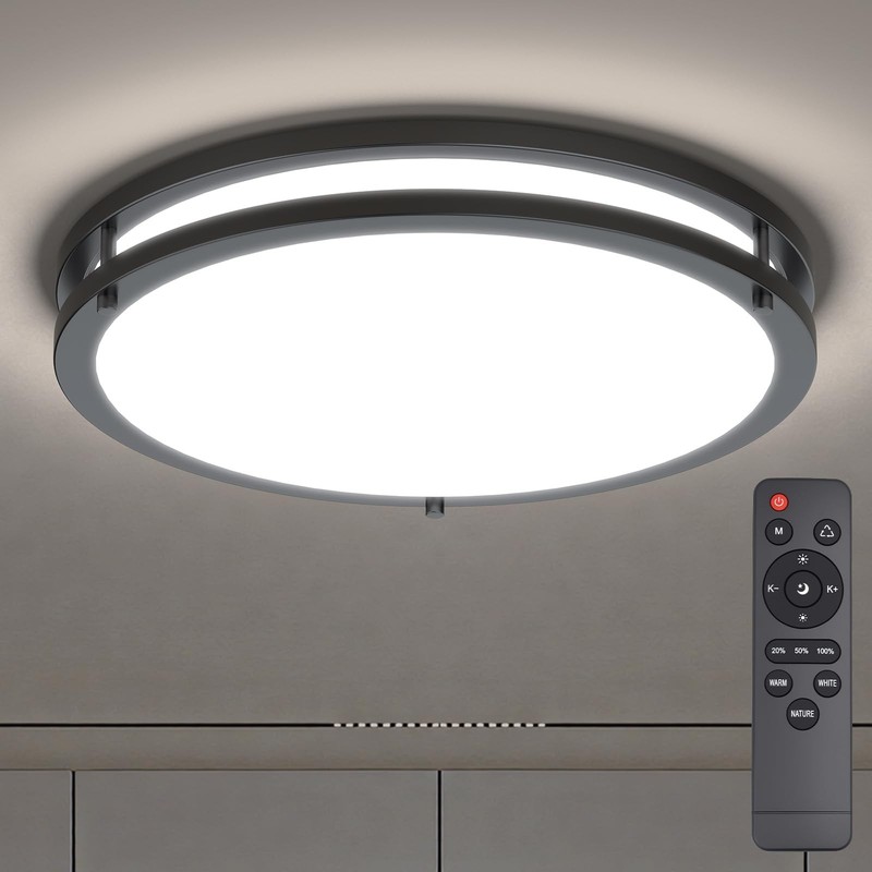 13" LED Ceiling Light Fixture with Remote, Dimmable, 24W, Adjustable 3000K-6000K gallery