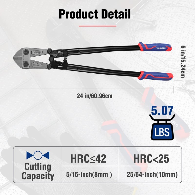 WORKPRO 24-inch Bolt Cutter Chrome Molybdenum Steel Blade Heavy Duty Bolt Cutter gallery