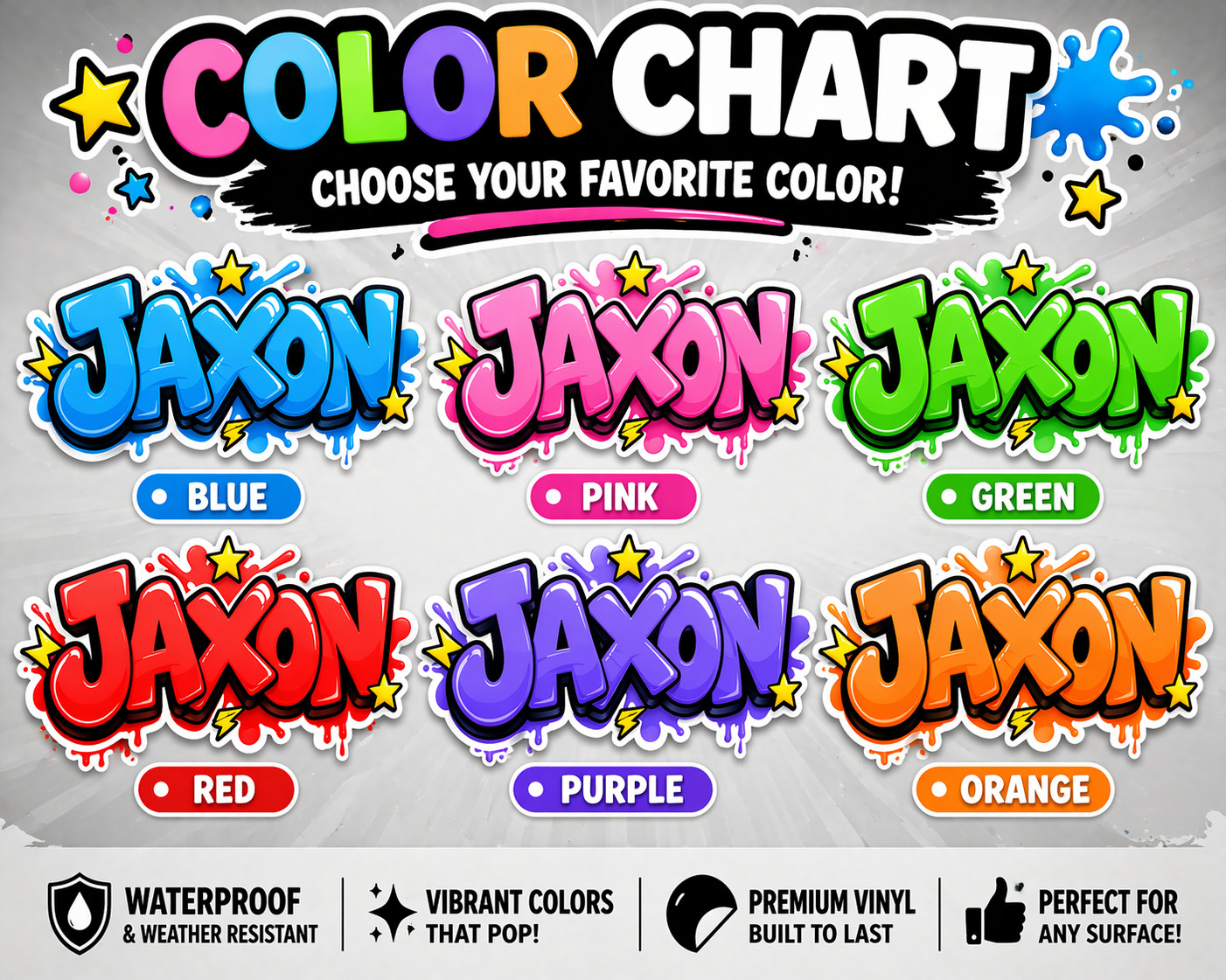 Custom Kids Name Sticker Graffiti Bubble Letters Personalized Vinyl Decal Water gallery