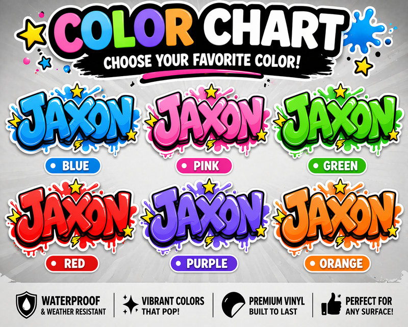 Custom Kids Name Sticker Graffiti Bubble Letters Personalized Vinyl Decal Water gallery