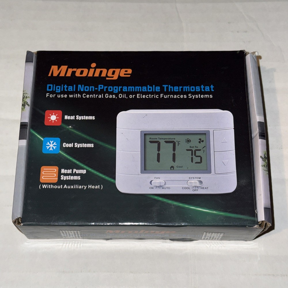 Mroinge No 701 Digital Non-Programmable Thermostat System Switch Heat Cool Off