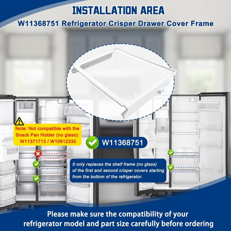 "Refrigerator Shelf Frame Replacement Compatible with Whirlpool, Kenmore, gallery