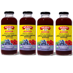 Bragg Apple Cider Vinegar Refreshers Concord Grape & Hibiscus 16 fl.oz (4 Packs)