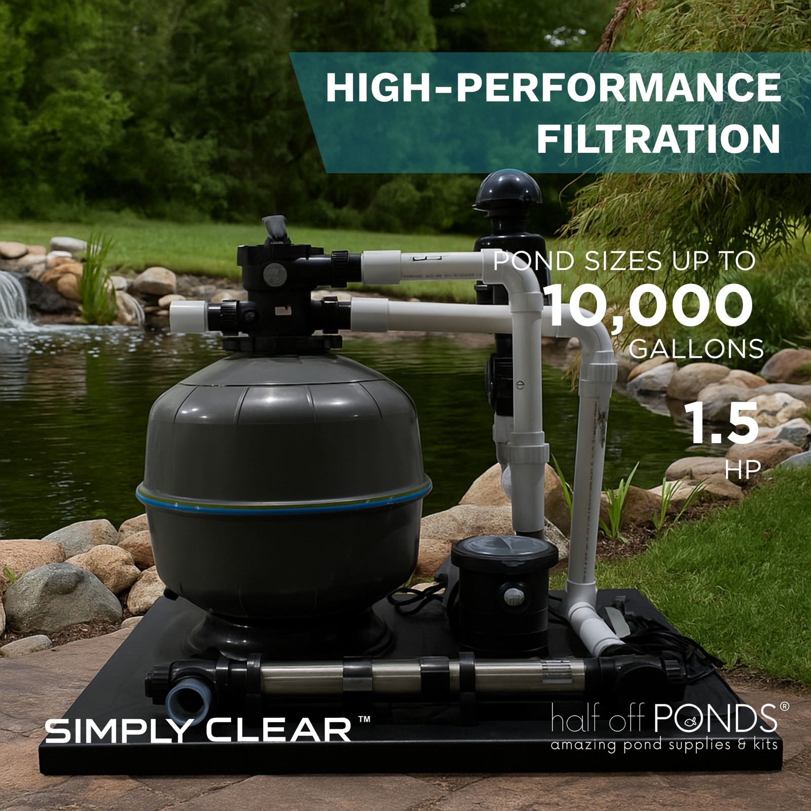 HALF OFF PONDS Simply Clear Filter with UV & Pump – 10,000 Gal Pond System gallery