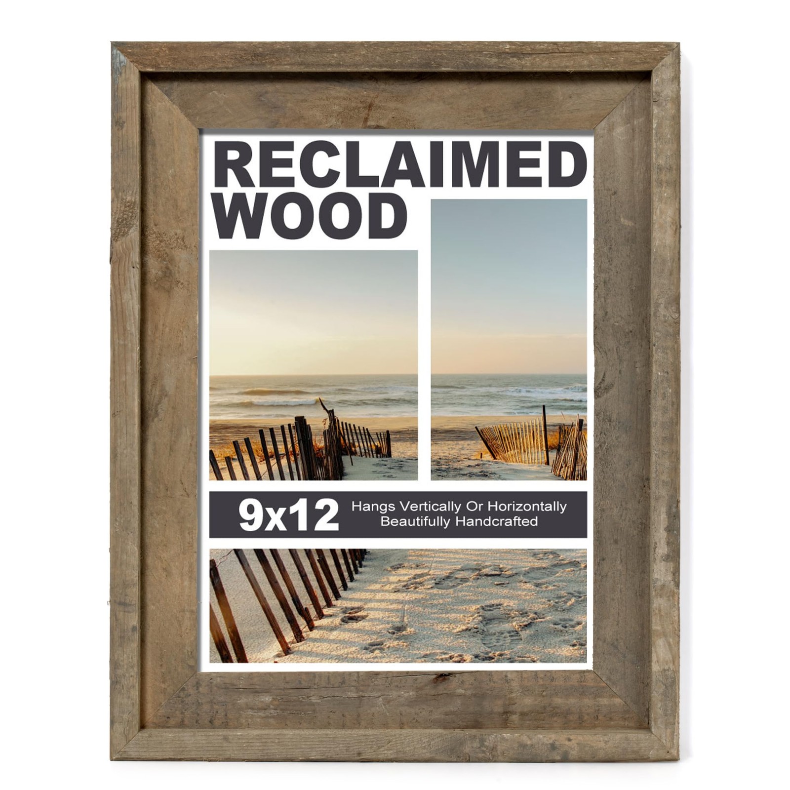 Rustic 9x12 Picture Frame, Reclaimed Barnwood Photo Frame with HD Tempered Gl... gallery