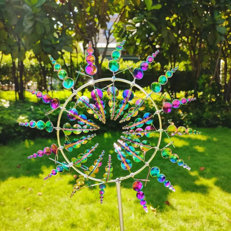 Magical Wind Powered Kinetic Windmill Metal And Sculpture Spinner Garden Unique gallery