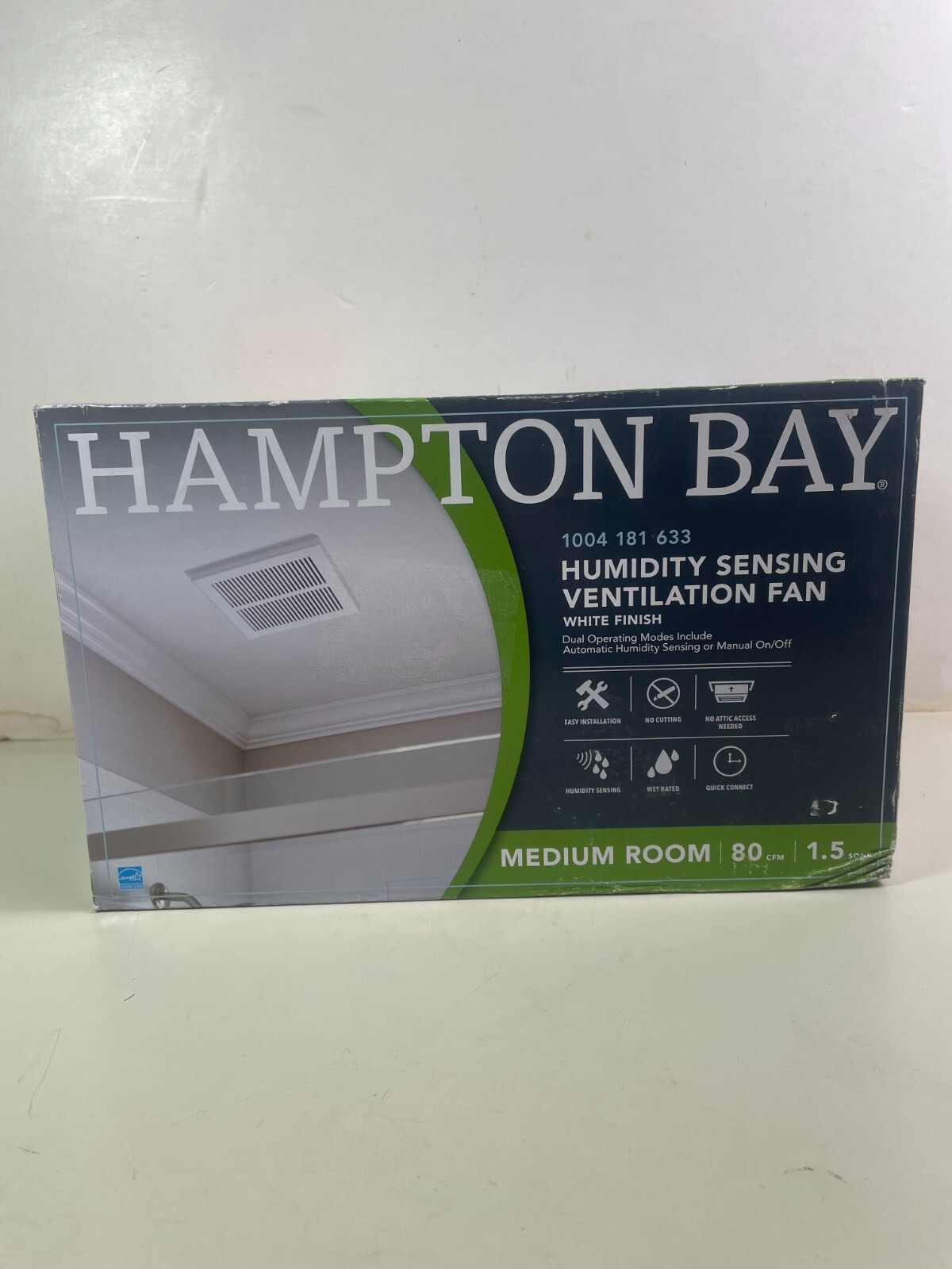 Hampton Bay Humidity Sensing 80CFM Ventilation Fan in White Bathroom Vent Fan gallery